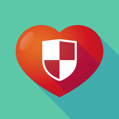 Obraz premium Long shadow red heart with a shield