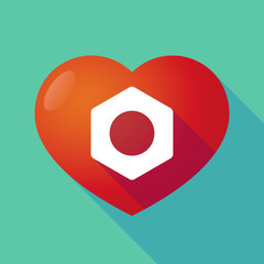 Long shadow red heart with a nut