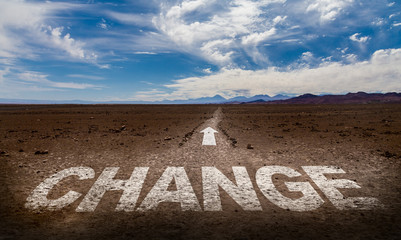 Change written on desert road