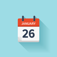 January 26. Vector flat daily calendar icon. Date and time, day, month. Holiday.