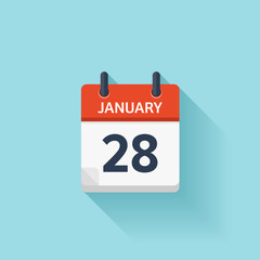 January 28. Vector flat daily calendar icon. Date and time, day, month. Holiday.