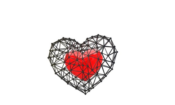 metal cage with heart inside