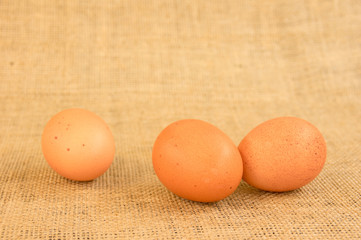 Eggs on Burlap Sack