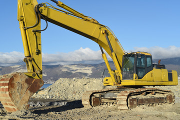 Yellow excavator