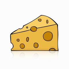 Vector modern hands drawing cheese on white 