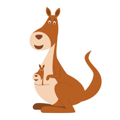 Cute cartoon kangaroo vector illustration