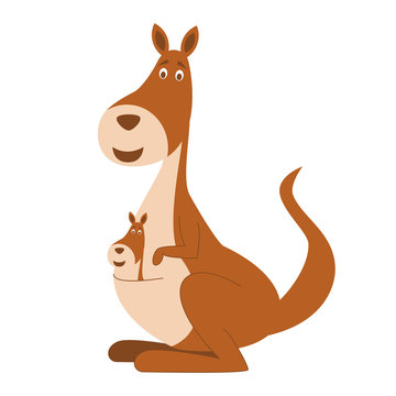 Cute cartoon kangaroo vector illustration