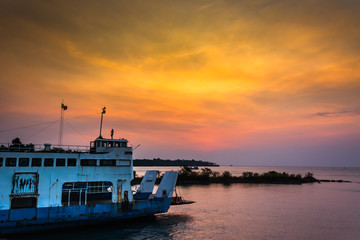 Ferryboat in twilight time