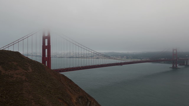 4K Time lapse Golden Gate Bridge with fog
