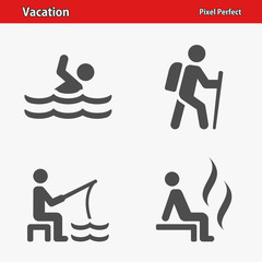 Vacation Icons. Professional, pixel perfect icons optimized for both large and small resolutions. EPS 8 format.