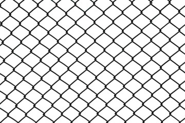 Black chain link fence isolated on white background