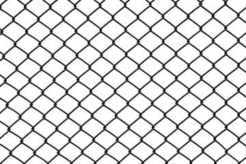 Black chain link fence isolated on white background