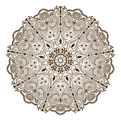 Vector floral mandala in indian style. Mehndi ornamental flower