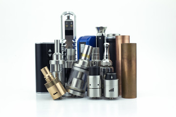 E-cigarette heads & batteries isolated on white