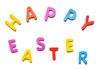 Colorful letters Happy Easter. Spring Holiday. Isolated