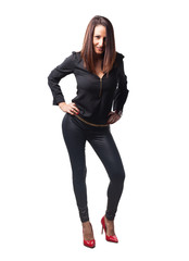 sexy woman wearing a black clothes