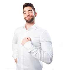cool young man proud of him self