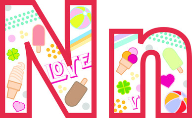 Litera N, alfabet, lato © felicytka