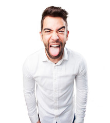 Fototapeta premium young man showing his tongue