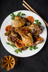 Roasted duck baked in mandarins
