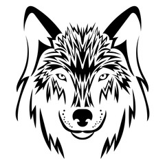 Beautiful wolf tattoo.Vector wolf's head as a design element on isolated background