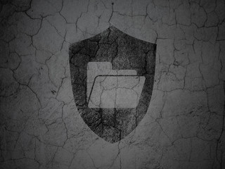 Finance concept: Folder With Shield on grunge wall background