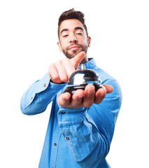 young man pressing ring bell