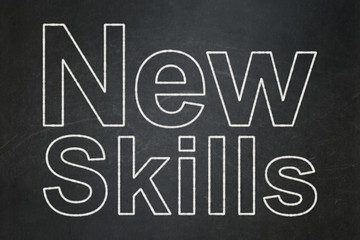 Education concept: New Skills on chalkboard background