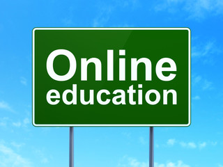 Education concept: Online Education on road sign background