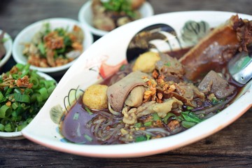 Boat noodles or kuai tiao ruea is a Thai style noodle