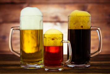 Variety of beer in the mug