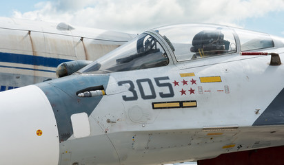 Fototapeta na wymiar Cockpit of the fighter