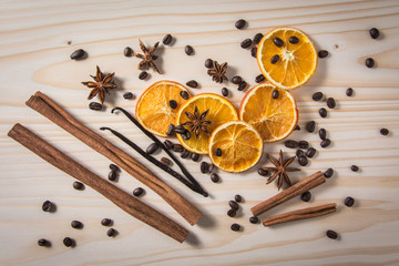 spices on wooden table