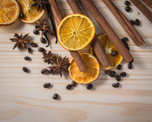 spices on wooden table