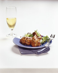 Roasted chicken served on plate