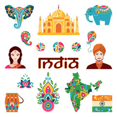 Set of Indian flat icons