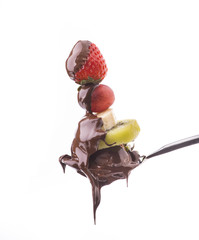 spiedino di frutta con cioccolato fuso
