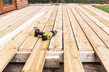 Wooden decking construction. © Christine Bird