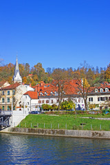 Fototapeta na wymiar River Ljubljanica flowing through Ljubljana Slovenia