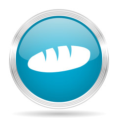 bread blue glossy metallic circle modern web icon on white background