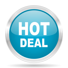 hot deal blue glossy metallic circle modern web icon on white background