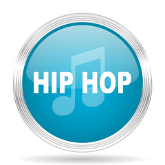 hip hop blue glossy metallic circle modern web icon on white background