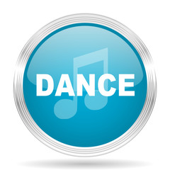 dance music blue glossy metallic circle modern web icon on white background