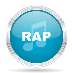 rap music blue glossy metallic circle modern web icon on white background