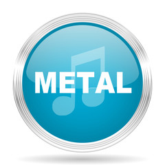 metal music blue glossy metallic circle modern web icon on white background
