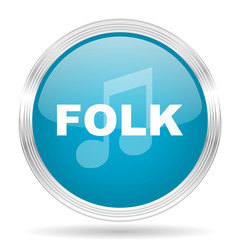 folk music blue glossy metallic circle modern web icon on white background