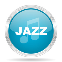 jazz music blue glossy metallic circle modern web icon on white background