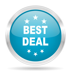 best deal blue glossy metallic circle modern web icon on white background