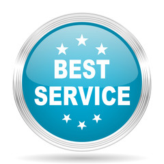 best service blue glossy metallic circle modern web icon on white background