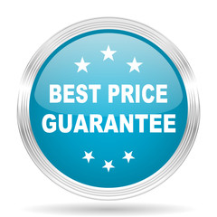 best price guarantee blue glossy metallic circle modern web icon on white background